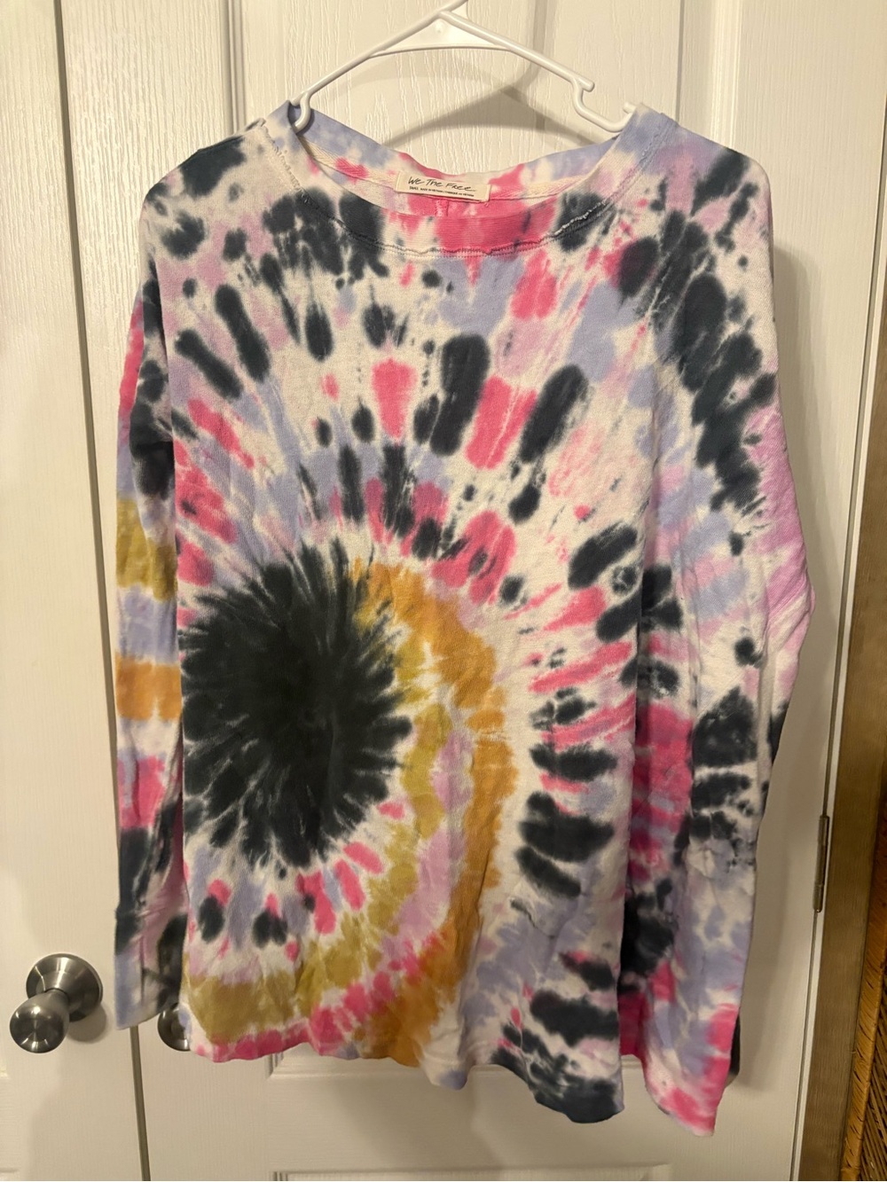 We The Free Tie-Dye Long Sleeve Tee in Pink, Black & Gold